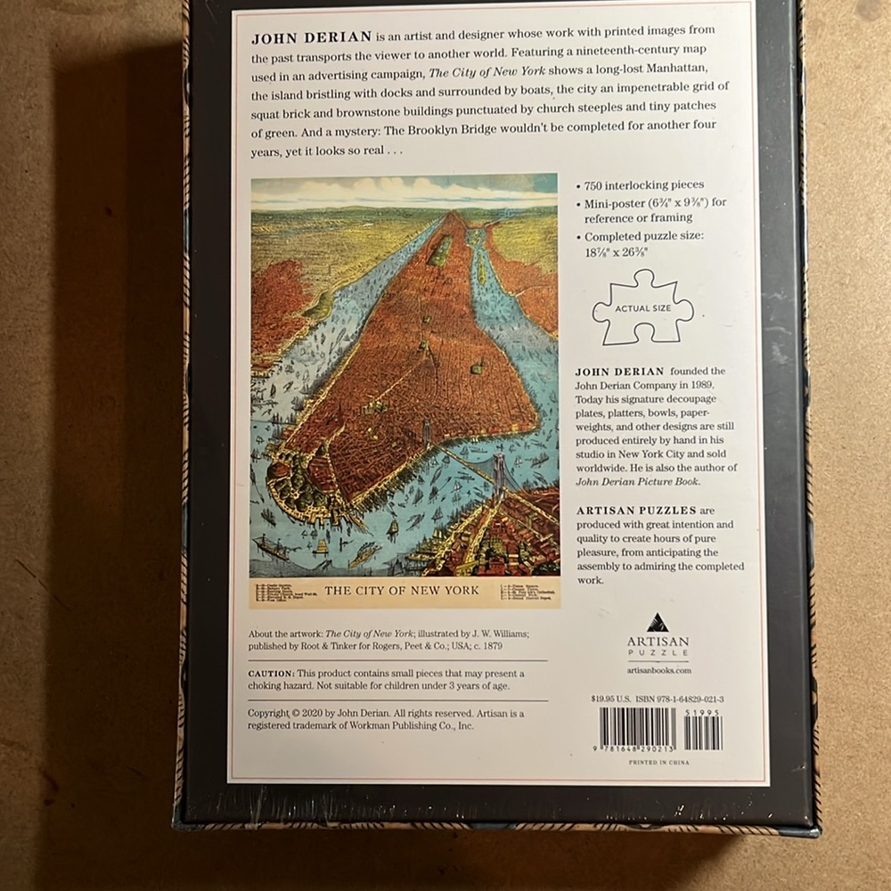 💟🧩 750 Piece New Factory Sealed John Derian “The City of New York”. Collectable. - Picture 2 of 4